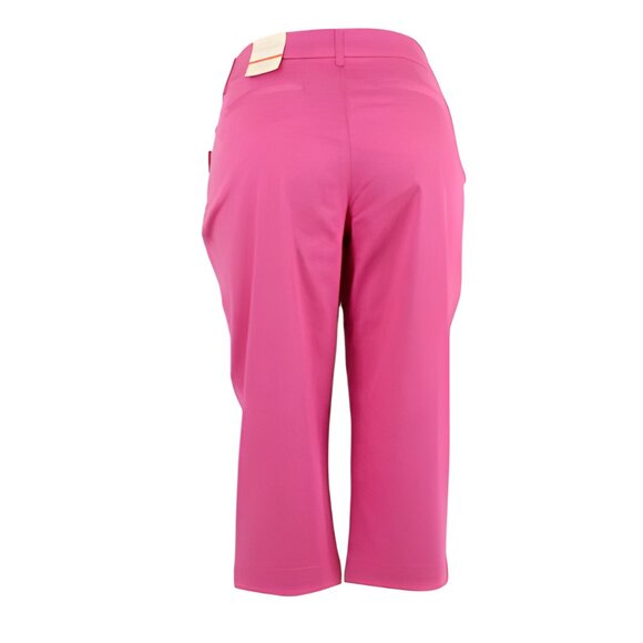NWT St John Bay Pink Cotton Straight Flat Front Dress Capris Cropped Pants L 12 - Picture 3 of 6